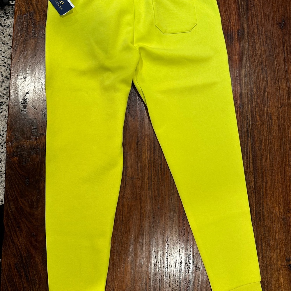 NWT! Polo Ralph Lauren Men's Laser Yellow Double Knit Jogger Pants Size M - Picture 5 of 11